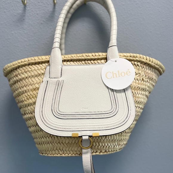 Chloe Handbags - Chloe Marcie leather & straw tote